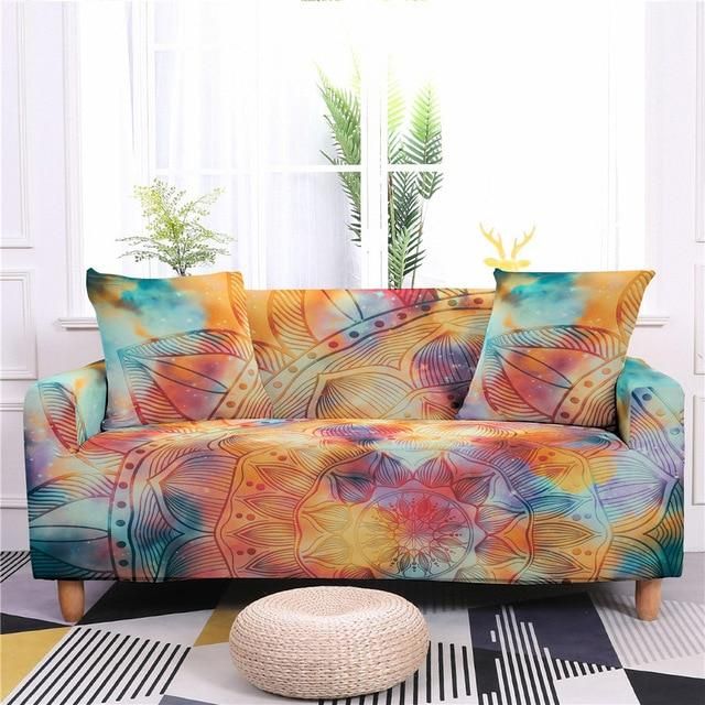 Bohemian Giant Flower Texture Splendid Design Sofa Cover
