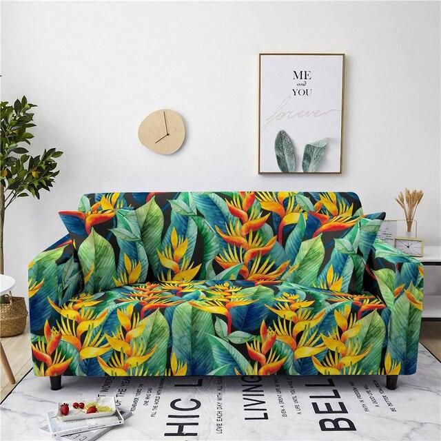 Gorgeous Design Yellow Flower And Leave Texture Sofa Cover