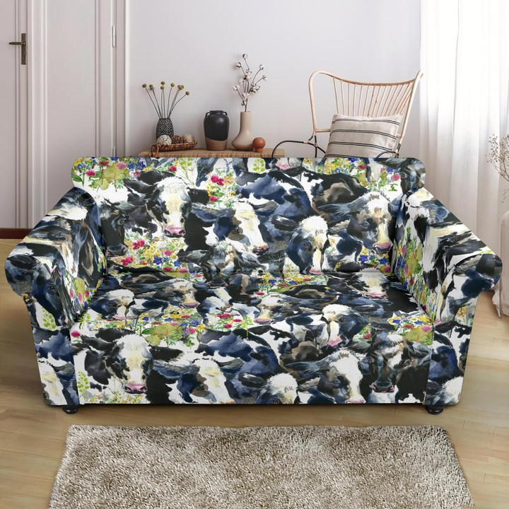 Cow Watercolor Blue Design Pattern Sofa Cover
