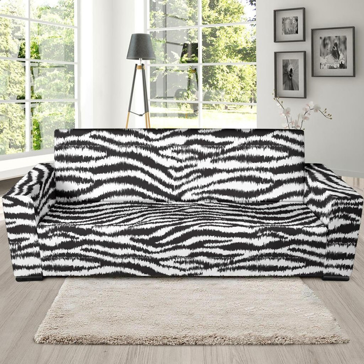 White Tiger Skin Pattern Sofa Cover