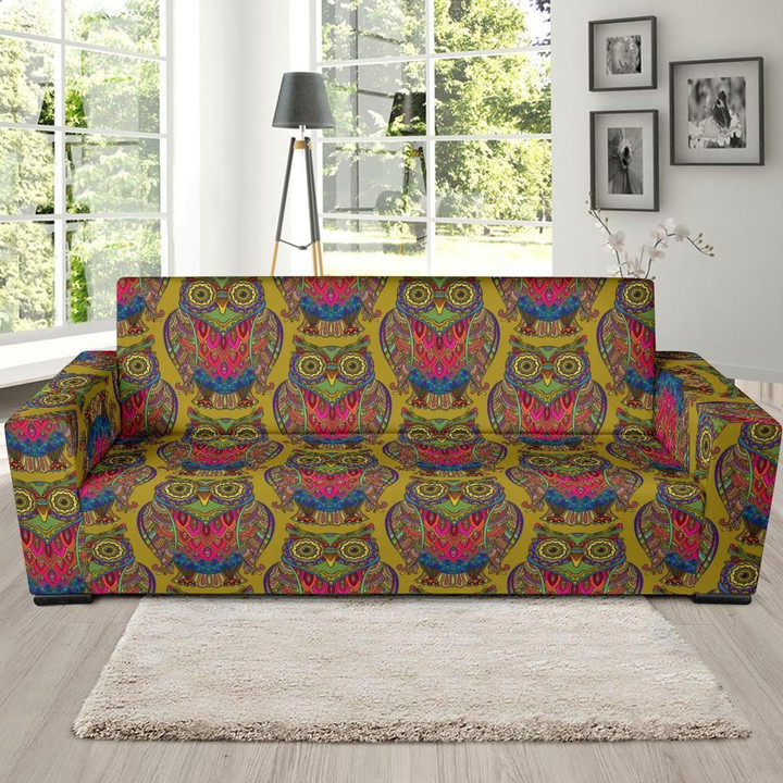Owl Ornamental Pattern Theme Sofa Cover