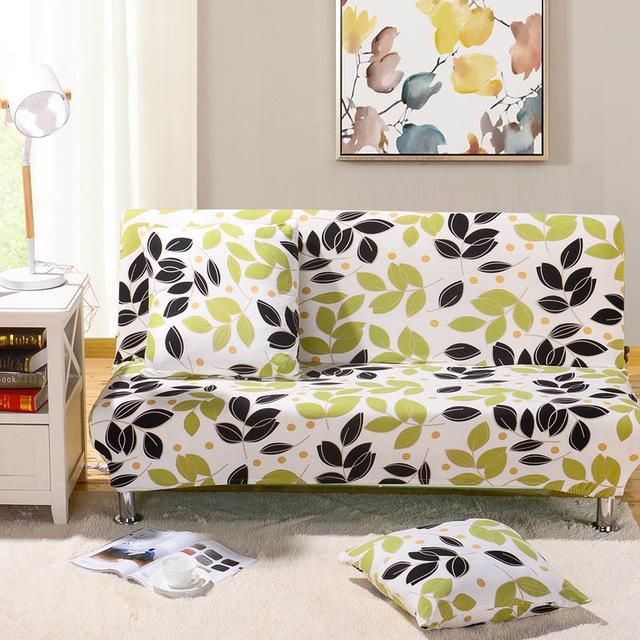 Black And Green Leave White Theme Sofa Cover