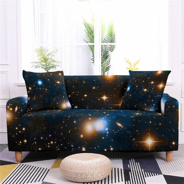 Multicolor Galaxy Out Space Black Background Sofa Cover
