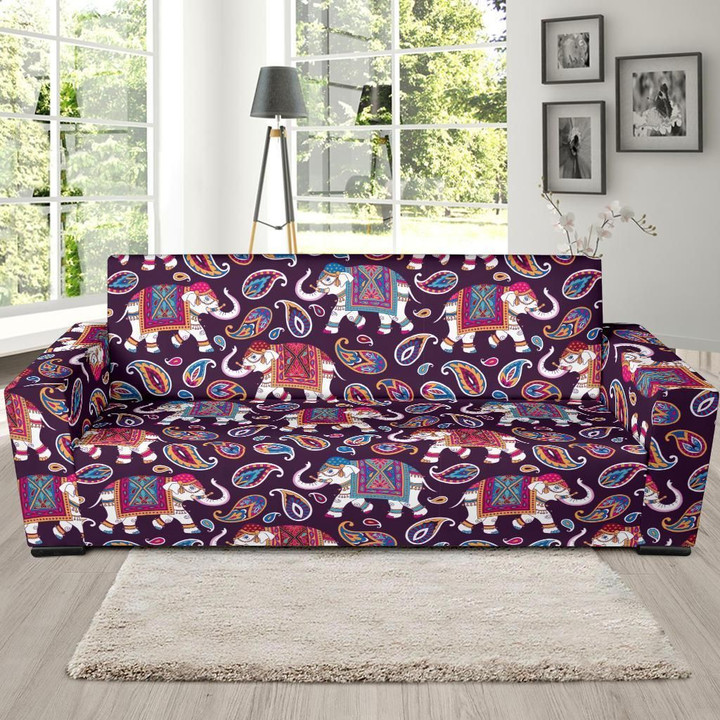 Paisleys Elephant Theme Sofa Cover