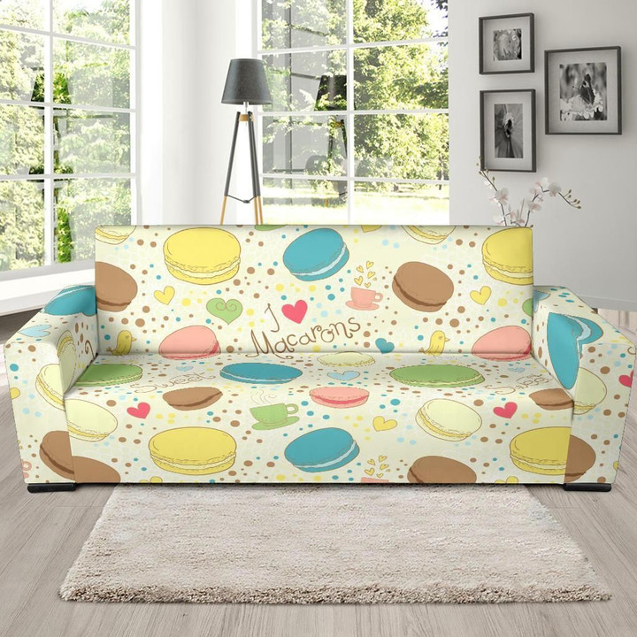 Macaroon Cake Sweet Cream Background Pattern Sofa Cover