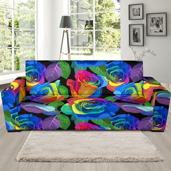 Rose Colorful Rainbow Pattern Theme Sofa Cover