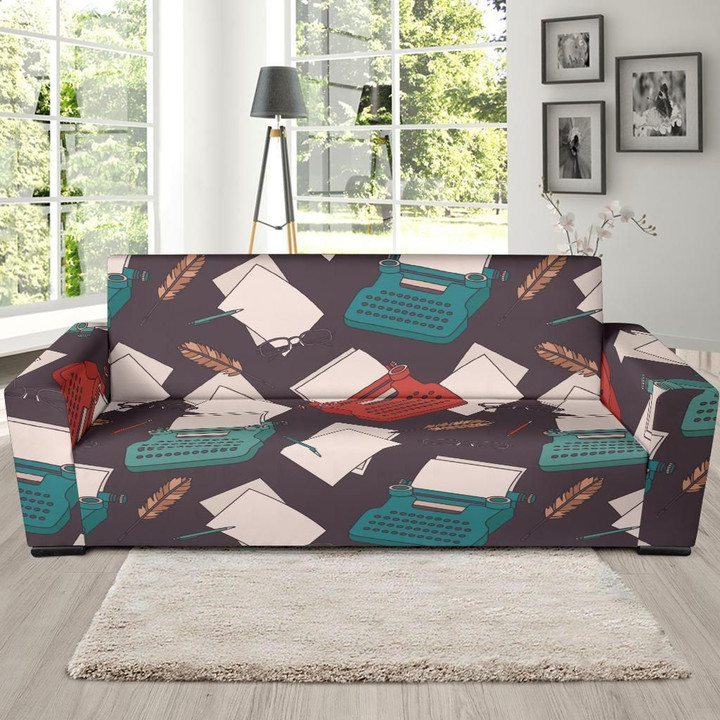 Red And Green Typewriter Pattern Sofa Cover