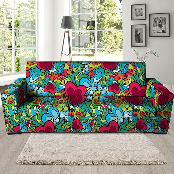 Floral Psychedelic Graffiti Pattern Print Sofa Cover