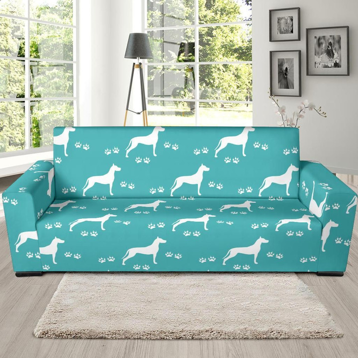 Turquoise Great Dane Theme Sofa Cover