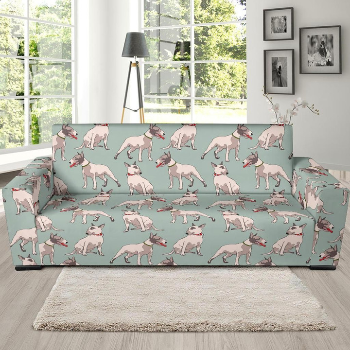 Bull Terrier Pattern Background Sofa Cover
