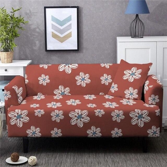 White Flower Pattern Spandex Luxury Sofa Cover