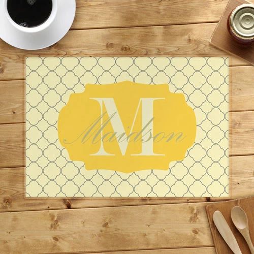 Custom Name Printed Placemat Table Mat Lemon Clover Pattern