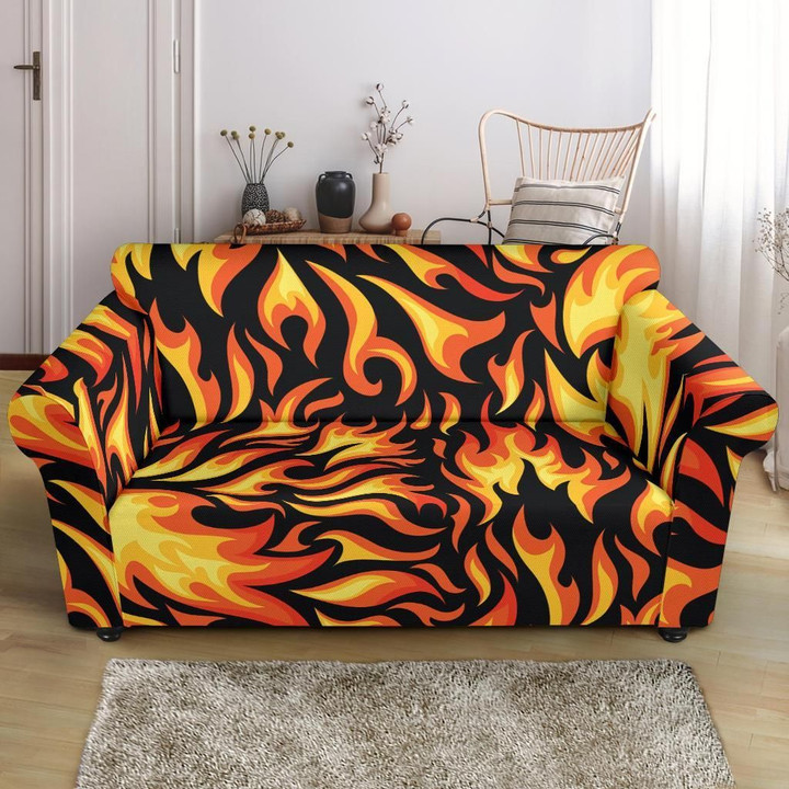 Red Hot Flame Fire Pattern Sofa Cover
