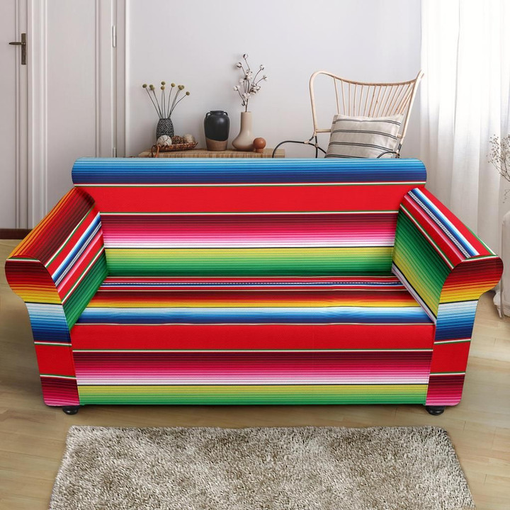 Colorful Serape Pattern Loveseat Print Sofa Cover