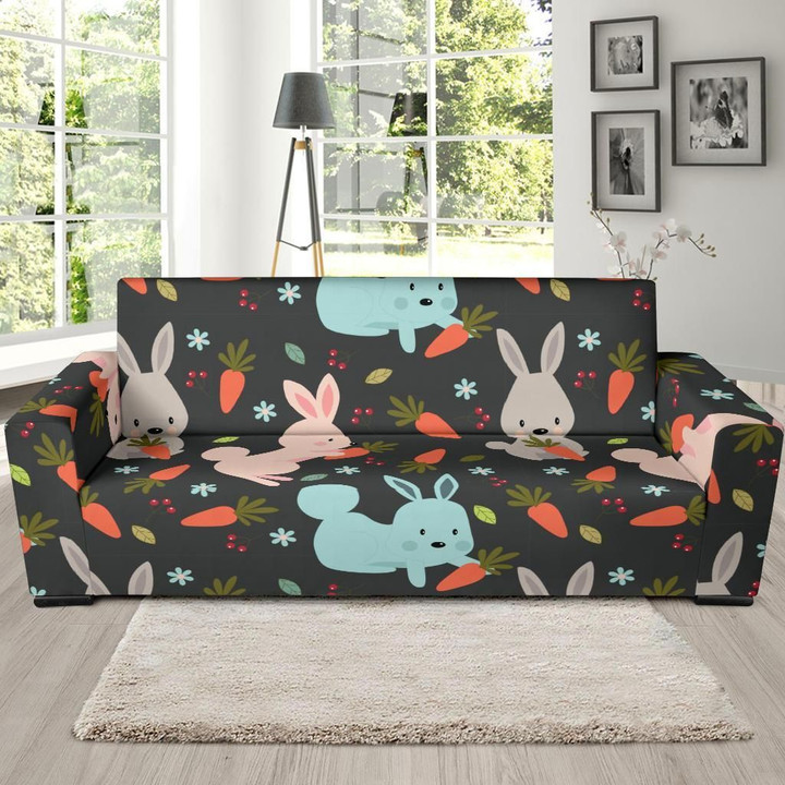 Carrot Rabbit Bunny Pattern Background Sofa Cover