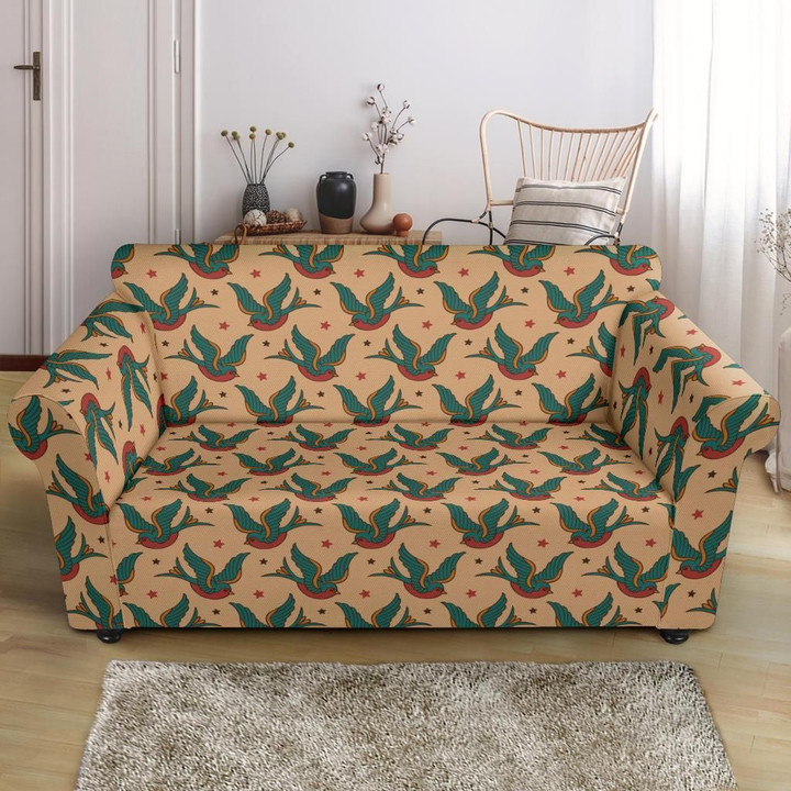 Old School Tattoo Swallow Pattern Sofa Cover