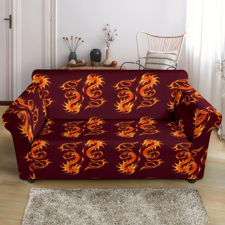 Dragons Fire Design Pattern Print Sofa Cover