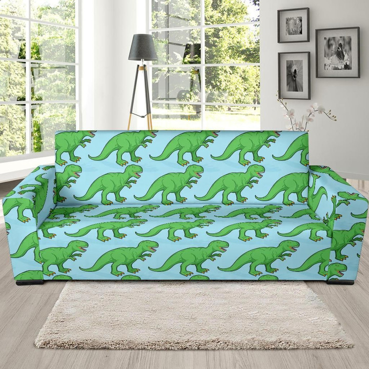 Watercolor T Rex Dinosaur Pattern Theme Sofa Cover