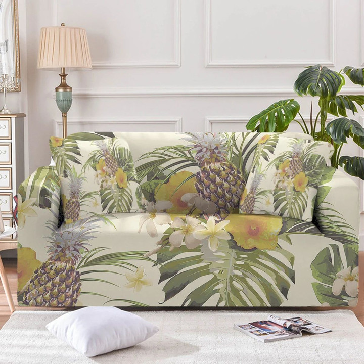 The Tropical Garden With Many Pineapples Sofa Cover