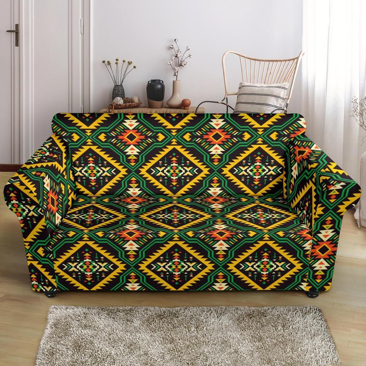 Kente Green African Pattern Sofa Cover