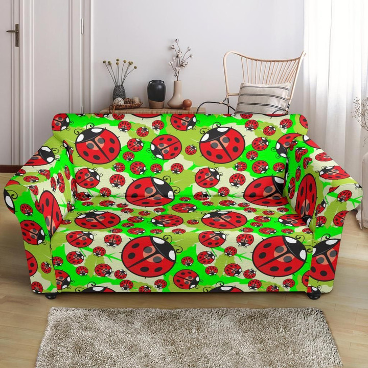 Ladybug With Leaf Bugs Cute Pattern Sofa Cover