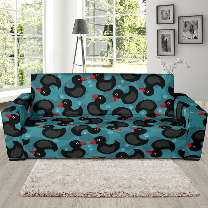 Black Duck Mallard Pattern Background Sofa Cover