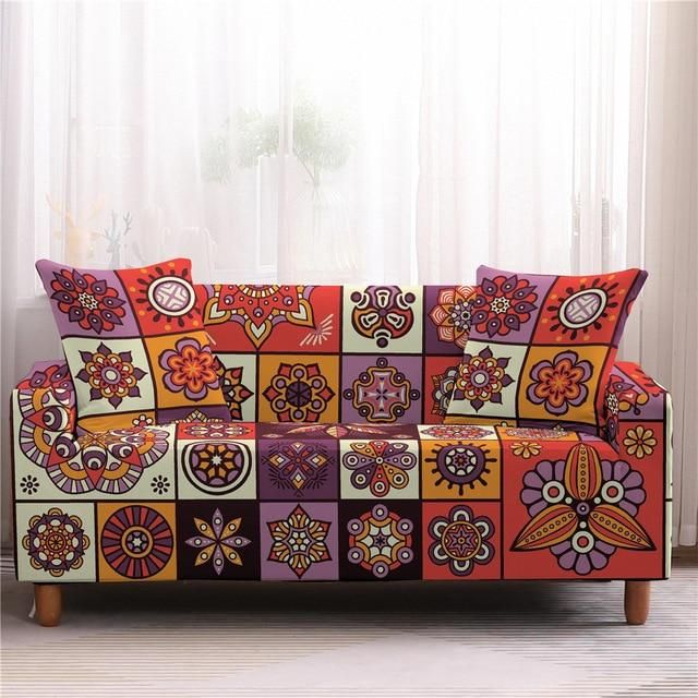 Mandala Elastic Texture Staggering Design Sofa Cover