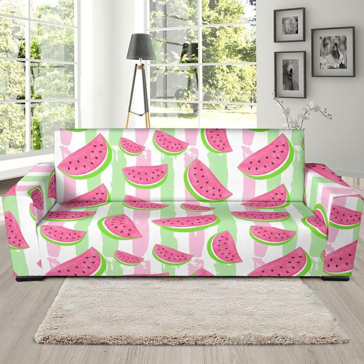 Watermelon Piece Stripe Green Pink Pattern Sofa Cover