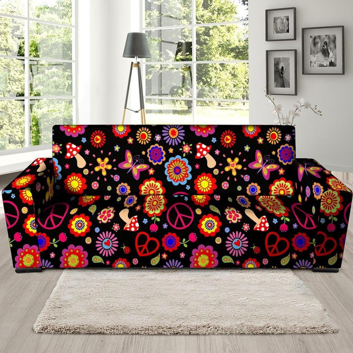 Abstract Flower Hippie And Galaxy Space Sofa Cover