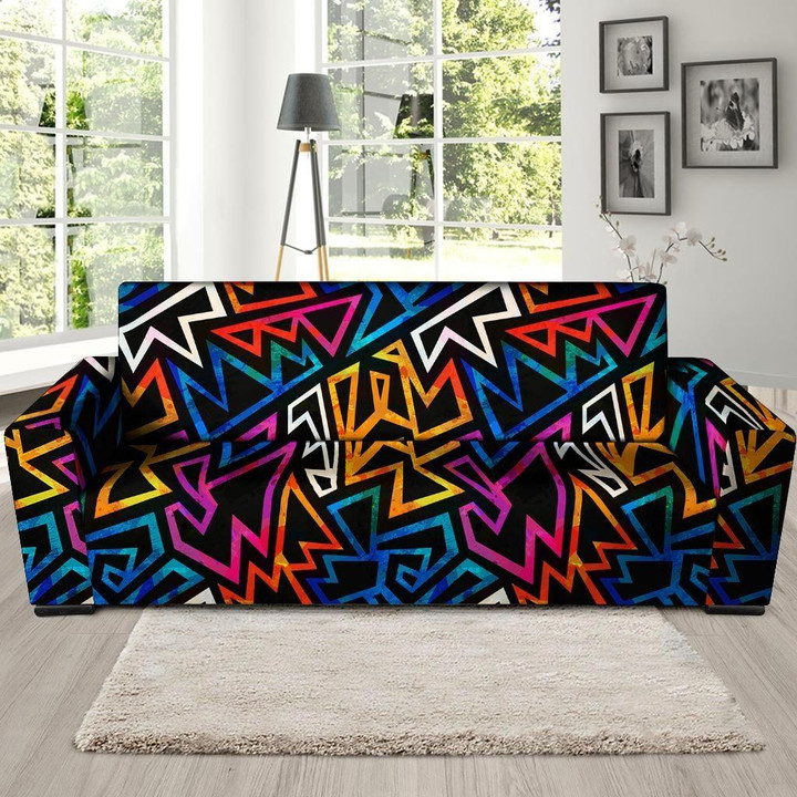 Colorful Geometric Pattern Print Sofa Cover