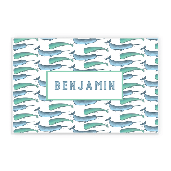 Narwhal And Whale Custom Name Printed Placemat Table Mat