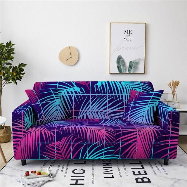 Dazzling Style Floral Leaves Checked Pattern Sofa Cover