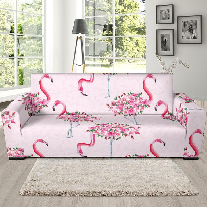 Tropical Flamingo Hawaiian Floral Pattern Sofa Cover