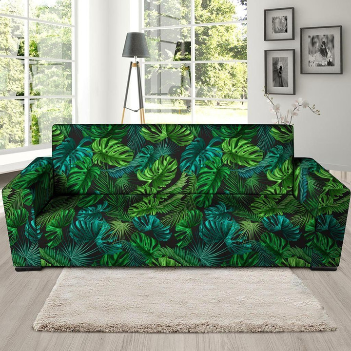 Palm Green Leaf Tropical Print Sofa Cover