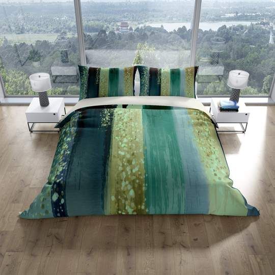 Striped Watercolor Design Duvet Cover Bedding Set