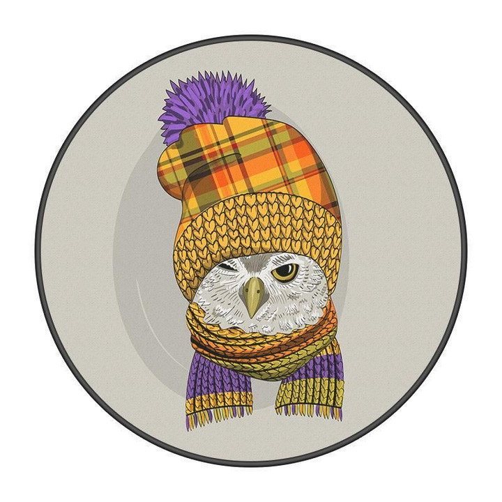 Winter Cartoon Lovely Owl Round Rug Home Decor