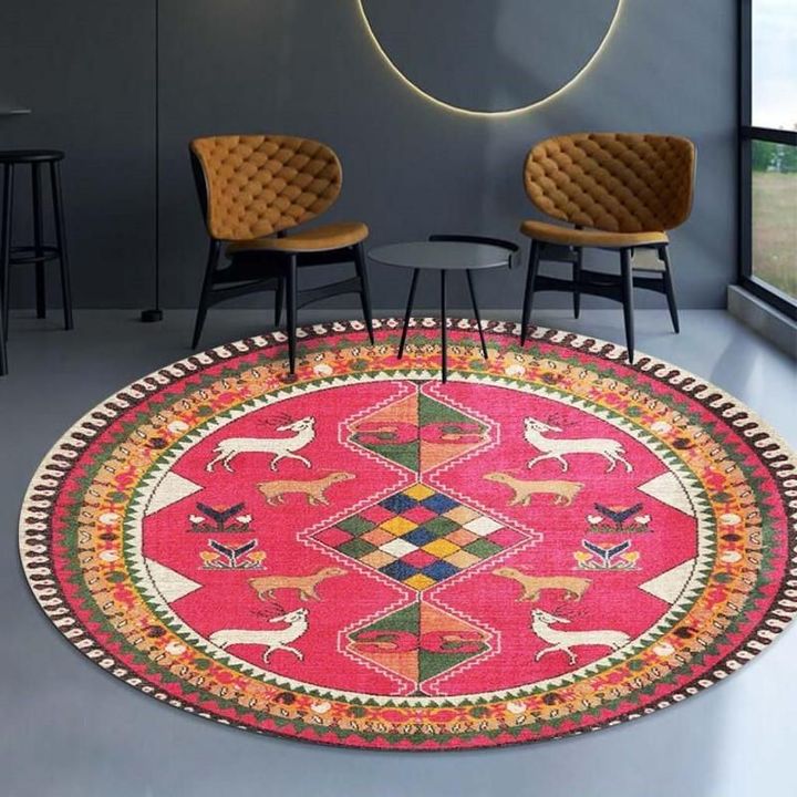 Pink Vintage Style Traditionall Pattern Round Rug Home Decor