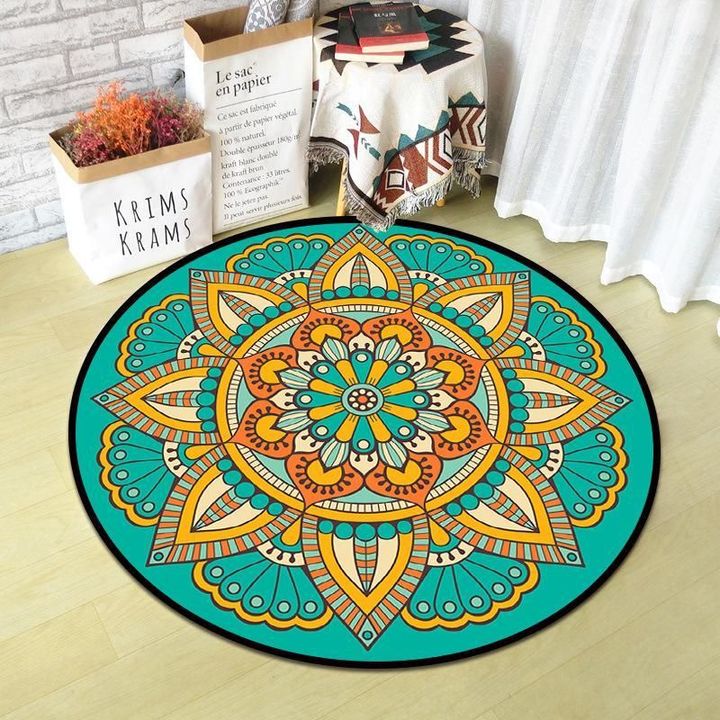 Lovely Teal Beautiful Vintage Pattern Round Rug Home Decor