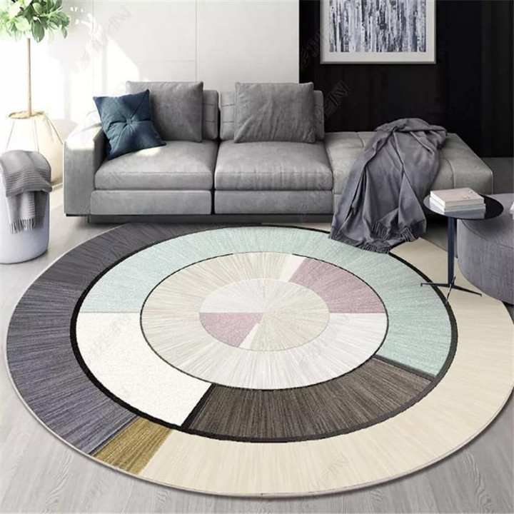 Multi-color Round Shape Patterned Round Rug Home Decor