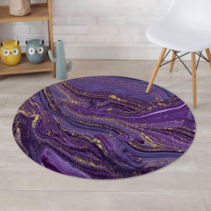 Violet Marble Pattern Round Rug Home Decor