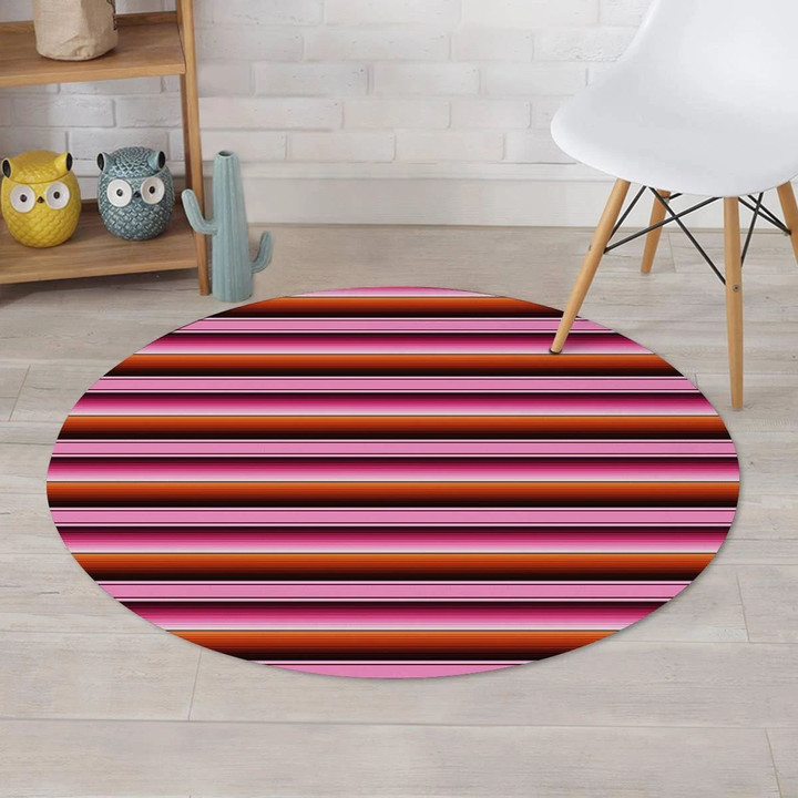 Red And Pink Mexican Baja Illusion Design Round Rug Home Decor