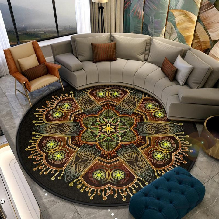 Datura Flowers Watercolor Round Rug Home Decor