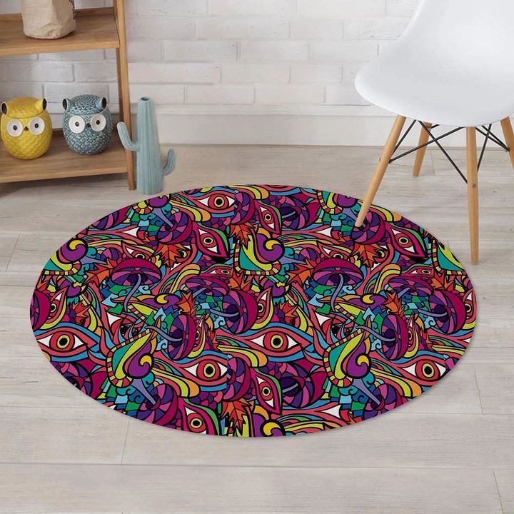 Psychedelic Trippy Eye Colorful Design Round Rug Home Decor