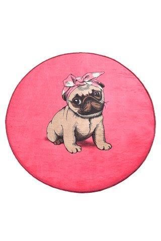 Pink Pug Colorful Background Round Rug Home Decor