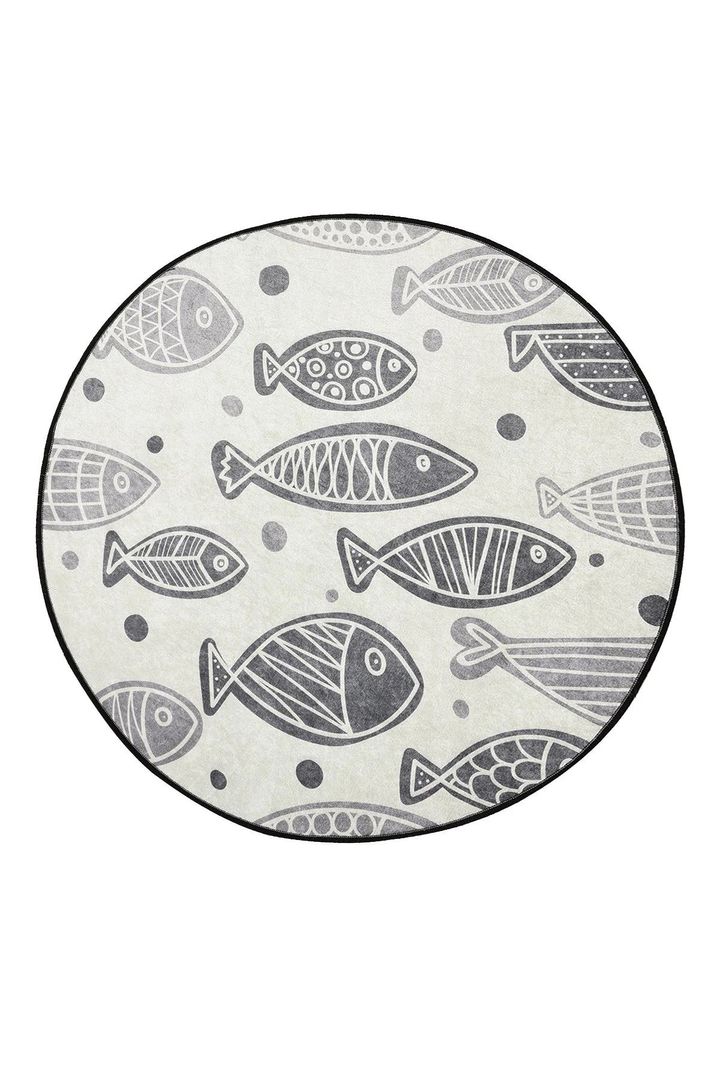 Fish White Colorful Background Round Rug Home Decor