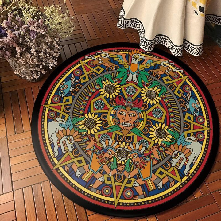 King Traditional Vintage Watercolor Round Rug Home Decor