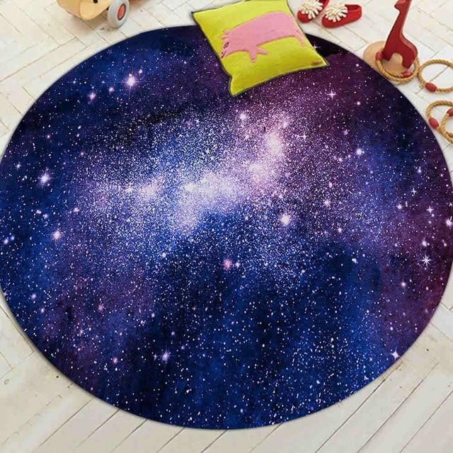 Starry Night Sky Space Galaxy Colorful Round Rug Home Decor