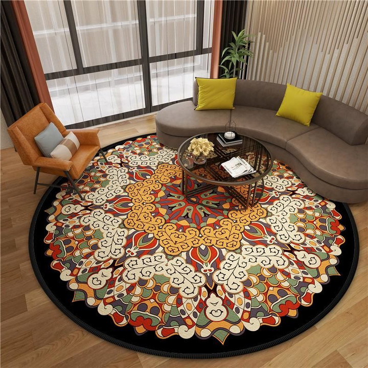 Dramatic Gorgeous Mandala Artistic Round Rug Home Decor