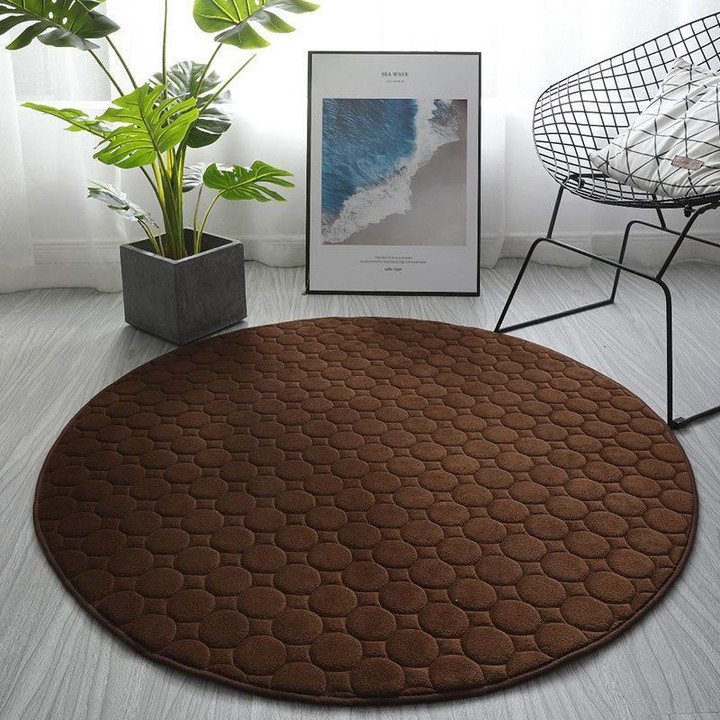 Saddle Brown Coral Pattern Round Rug Home Decor