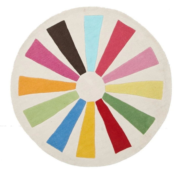 Multi Wheeled Watercolor Round Rug Home Decor